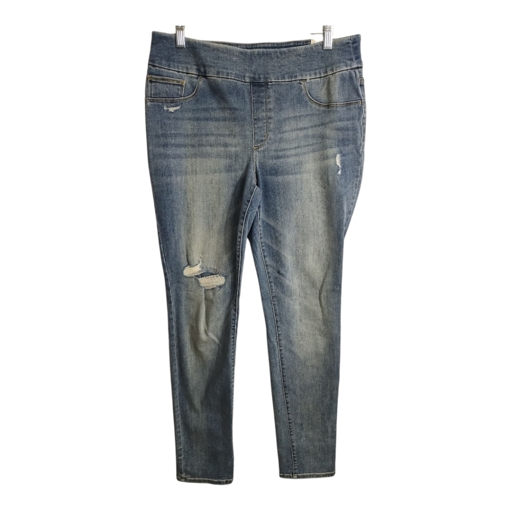 Chicos Pull‎ On High Rise Destructed Stretch Slimming Casual Skinny Jegging 8